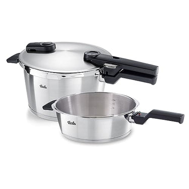 Fissler Vitaquick Premium / Pressure Cooker Set, 2-piece Ø 22 cm (1 pressure cooker 4.5 L, 1 pressure frying pan 2.5 L) – Induction, Silver on Sale